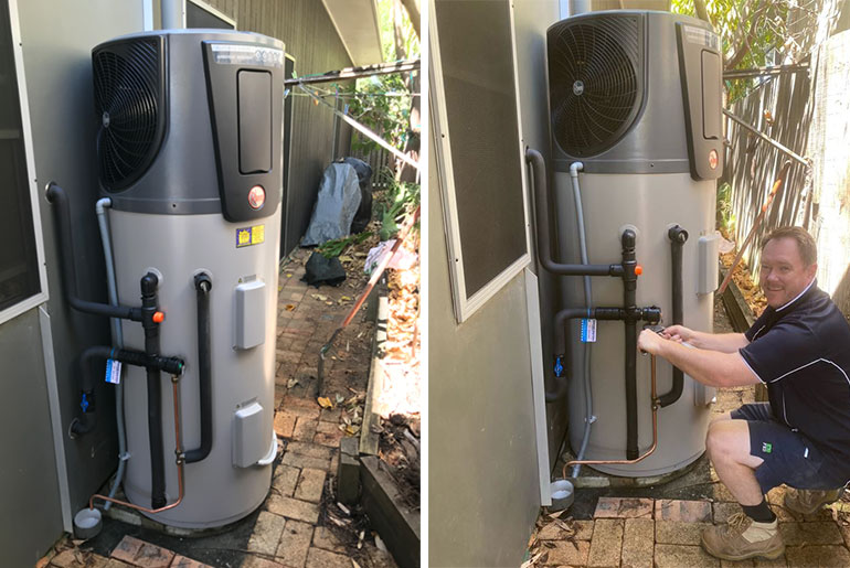 Rheem residential hot water case study: Conrad Martens Plumbing & Hot Water recommended and installed the Rheem AMBIHEAT Heat Pump