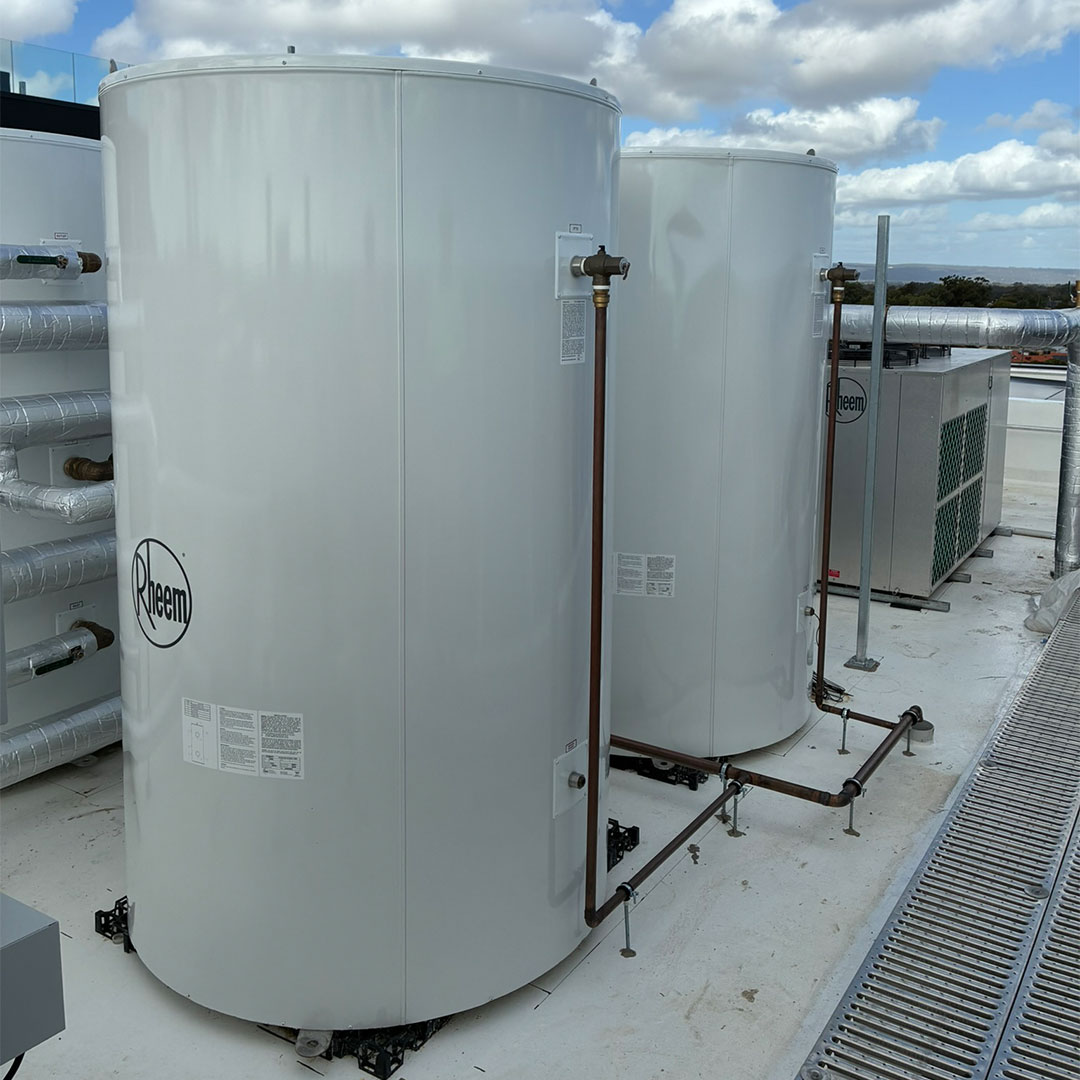 Rheem commercial case study: A compact, cost-efficient hot water system designed to meet peak demand at Yugo Perth University Campus.