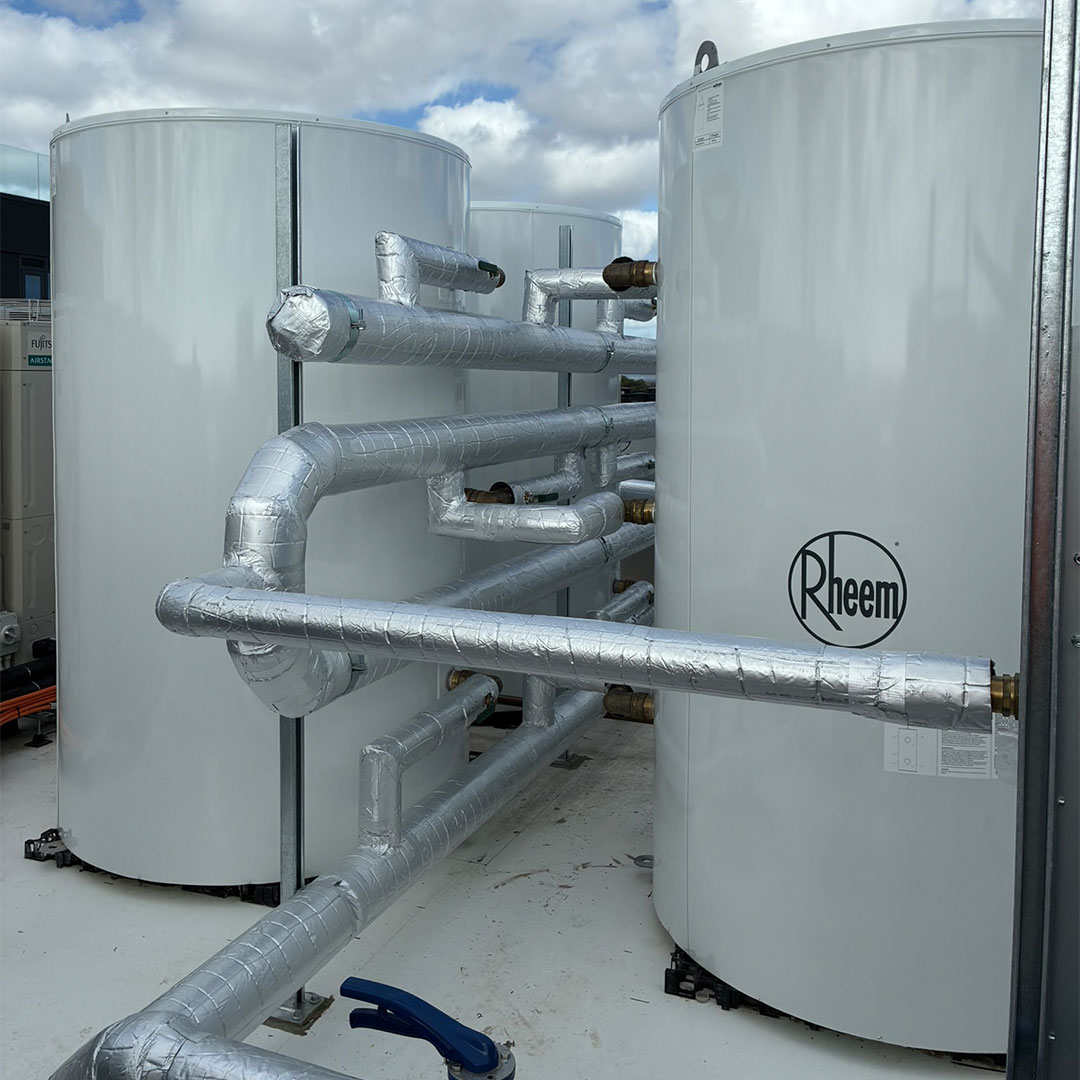 Rheem commercial case study: A compact, cost-efficient hot water system designed to meet peak demand at Yugo Perth University Campus.